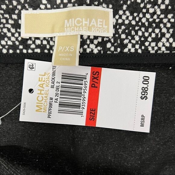 MICHAEL Michael Kors Skirt A-Line Black White Faux Leather Hem Side Zipper XS - Picture 10 of 11